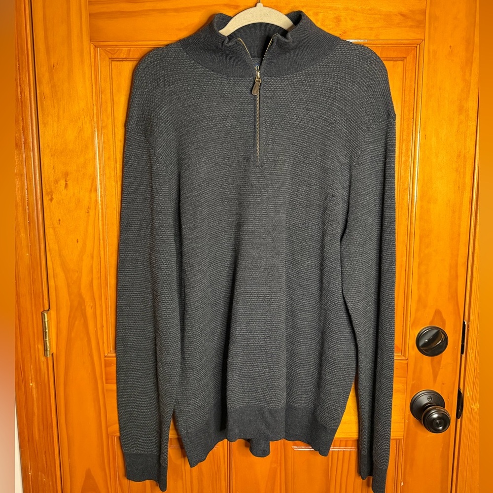 POLO Ralph Lauren Merino Wool Charcoal Grey Quarter Zip Sweater Mens XL